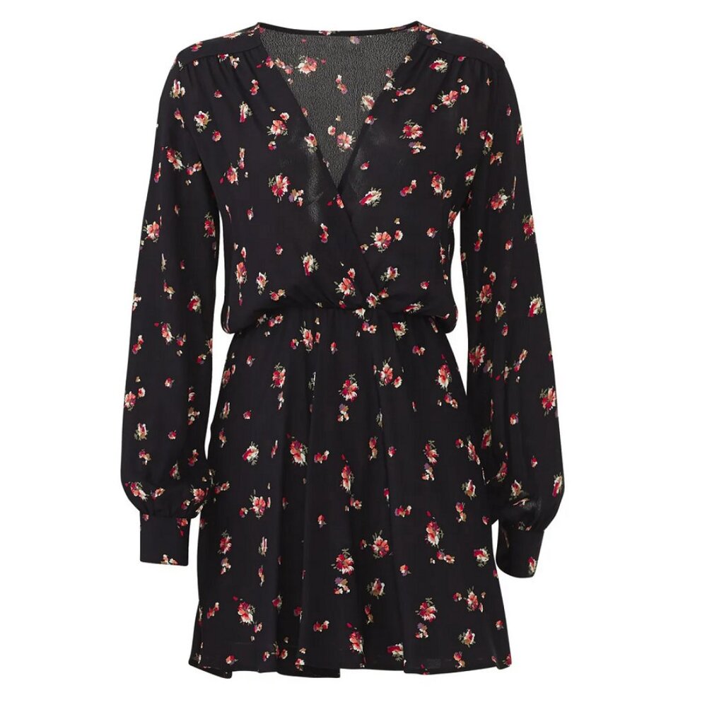 Revolve Flynn Skye Long Sleeve Dark Floral Mini Dress Small Fairy Grunge